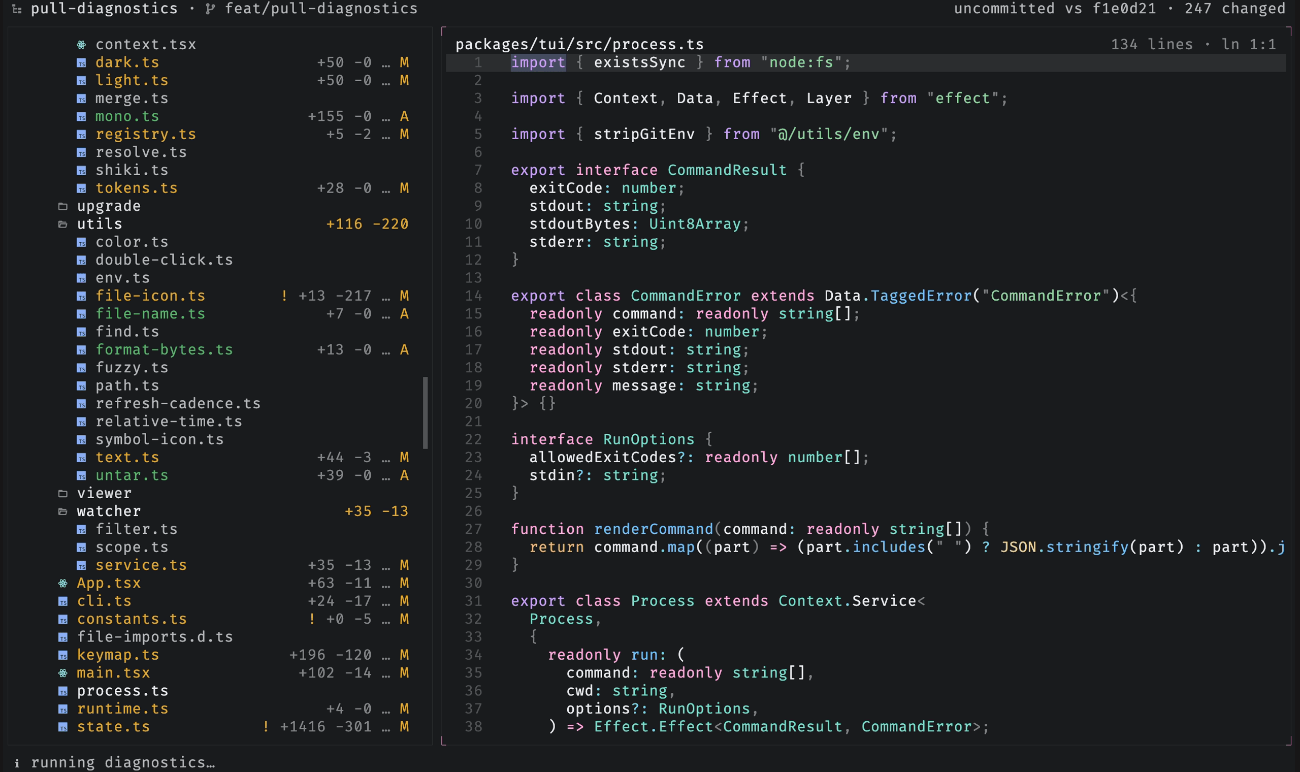 A source file open in stet with syntax highlighting and no diff gutters